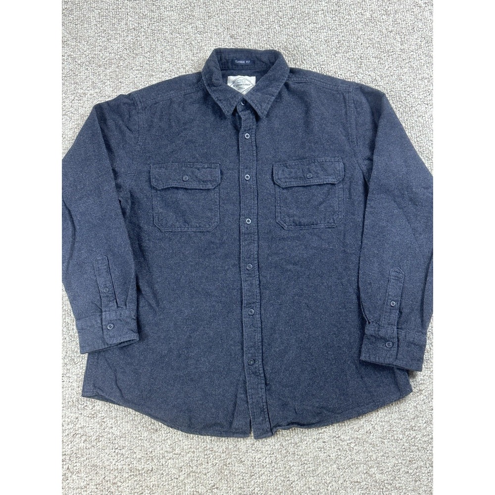 St. John's Bay Classic Fit Chamois Flannel Men's Large Gray Outdoors Camping